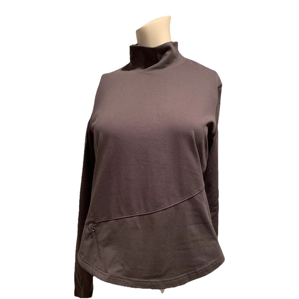 Hind Long Sleeve Gray Mock Neck Activewear Yoga Gym Top ~ Women's Med?